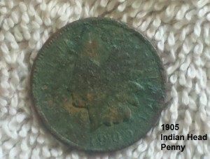 Indian Head Penny found beach detecting